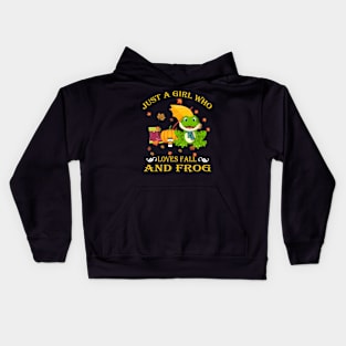 Just A Girl Who Loves Fall & Frog Funny Thanksgiving Gift Kids Hoodie